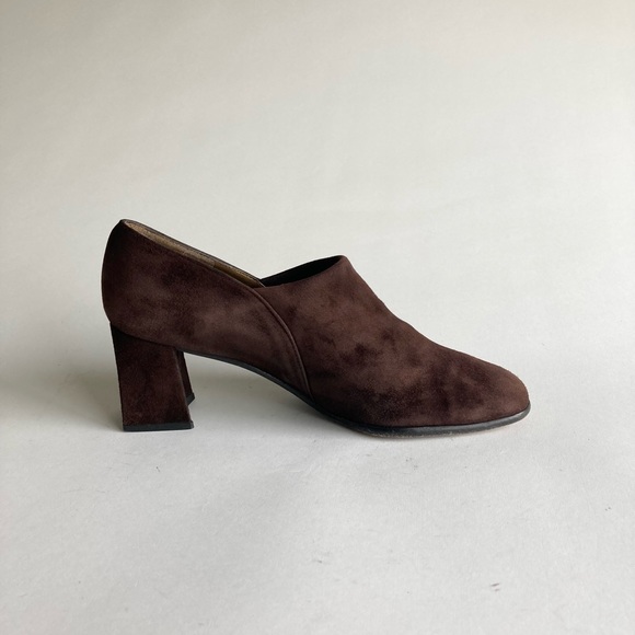 Stuart Weitzman Brown Suede Genuine Leather Square Toe Classic Heels size 7 - Picture 5 of 15